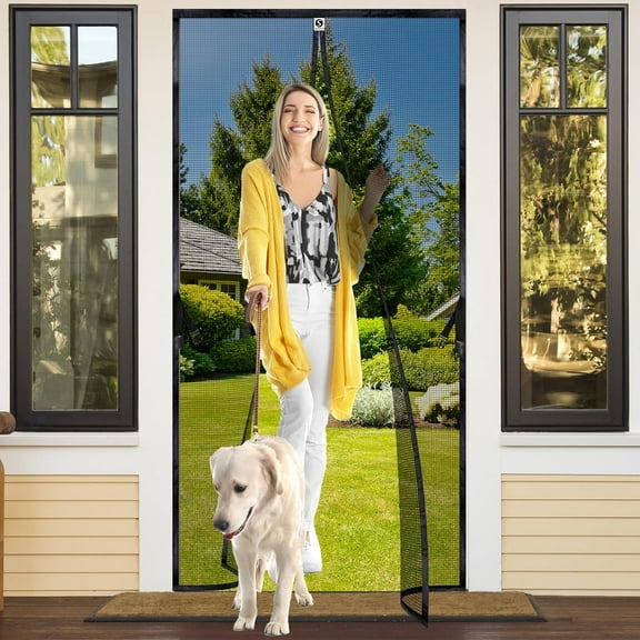 Heavy Duty Polyester Magnetic Screen Door Fits Door Size 36" x 82", Door Screen Magnetic Closure Keeps Bugs Out with 3M Tape NO Drop, Screen Door Mesh for Front, Patio Sliding Door