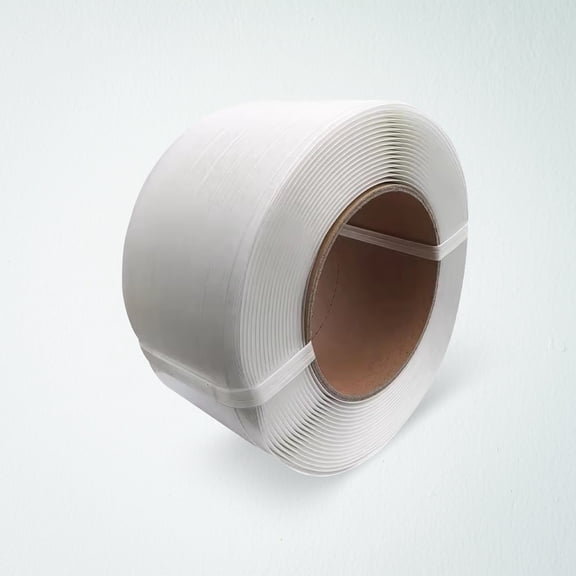 Heavy Duty Polypropylene Packaging Strapping Roll Industrial Grade 13123 Length 1400 Lbs Break Strength Pallet Strap Coil 3/8 Width 0.035 Thickness Machine Grade 8 x 8 Core Clear