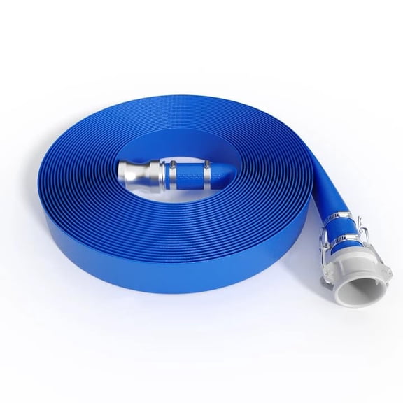 Heavy Duty Pool Backwash Hose – Kink-Resistant, Lay Flat PVC Discharge Water Pipe with Aluminum Camlock Quick Connect, 87 PSI, Flexible for Pool Cleaning, Irrigation & Maintenance, 1.5 inch 100 Feet