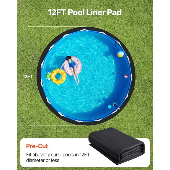 Heavy-Duty Pool Liner Pad for Above Ground Pools,12ft Round Geotextile Underlayment Mat,Puncture Resistant Base to Protect and Extend Pool Liner Life