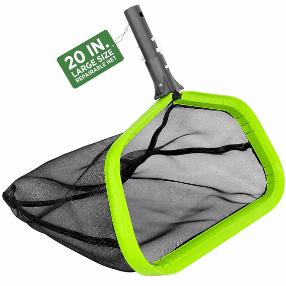 WaterJingle 20 in Heavy Duty Pool Skimmer Net, Deep Bag Leaf Rake