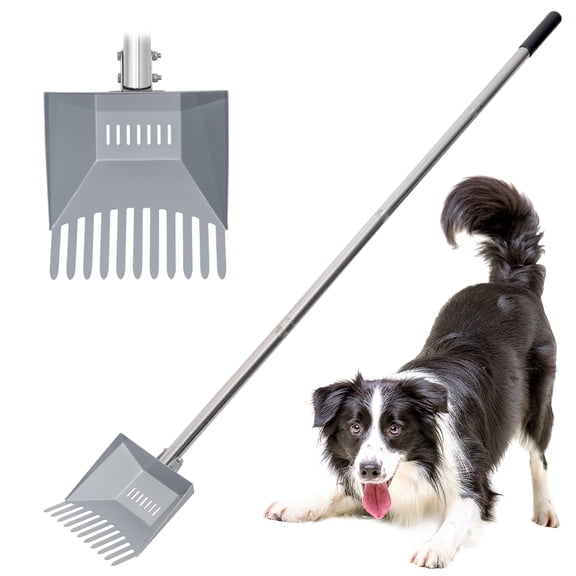 Heavy Duty Pooper Scooper 66in Spring Steel Scoop Long Stainless Steel Handle Dog Pooper Scooper for Large Dogs Outdoor Pet Waste Removal Shovel