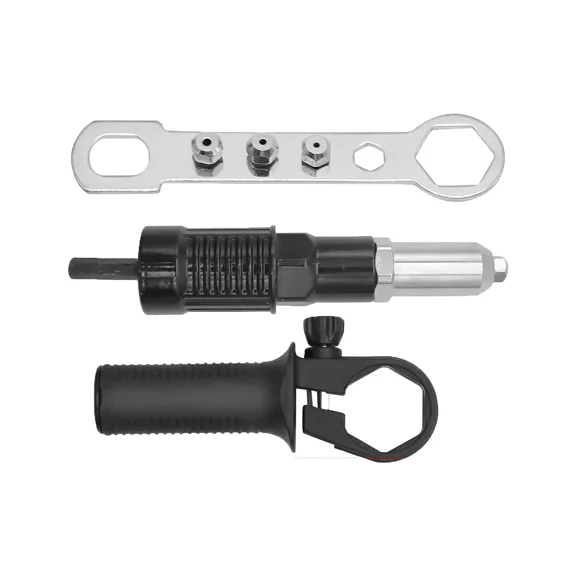 Heavy-Duty Pop Rivet Gun Drill Attachment Kit - 4-Piece Interchangeable Head Electric Riveter Adapter for Cordless Drills and Power Tools