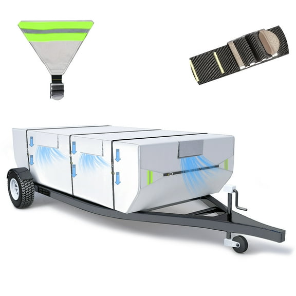 Heavy Duty Pop up Trailer Camper Cover Waterproof Camper Cover 12ft Utility Trailer Cover Fade and Tear Resistant, Outdoor Anti-UV Rv Camper Cover (Sliver)