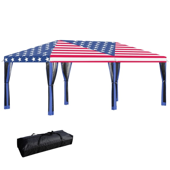 Heavy - Duty Pop - up Canopy with Netting / For Outdoor Activities like Corn Hole / Spacious Coverage for 18 People