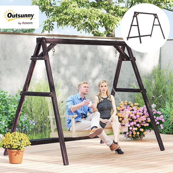 Heavy Duty Porch Swing Frame Stand - 770lbs Capacity A-Frame Wooden Chair Support for Lawn Garden