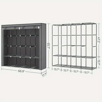 Heavy-Duty Portable Closet Wardrobe with 4 Hanging Rods & Shelves, Foldable Storage Organizer with Dustproof Cover for Bedroom & Apartment, Space-Saving Closet Replacement