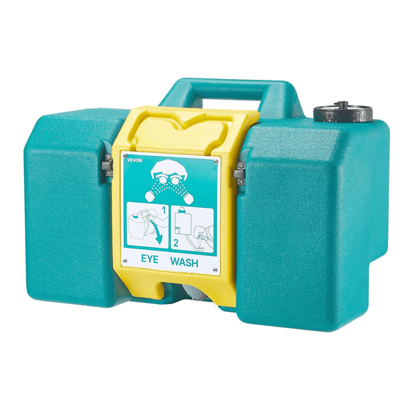 Heavy-Duty Portable Eye Wash Station 8 Gal, OSHA-Compliant Dual-Spray Eyewash, Wall/Flat Surface Mountable, Emergency First Aid for Industrial Factories, Labs, Warehouses