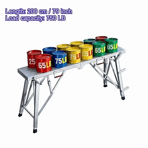 Heavy-Duty Portable Foldable Workbench with Adjustable Height & Wide Base, Railing Suitable for Home Renovation,