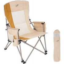 Heavy Duty Portable Folding Camping Chair for Adults with Padded | for Outdoor & Sports, Backpacking, Beach, Lawn, Hunting, Tailgating, Fishing | Supports 400 Lbs (Single, Beige)