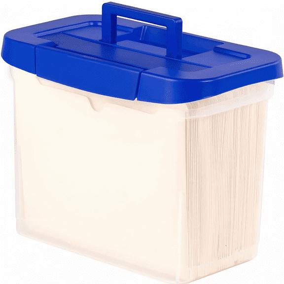 Heavy Duty Portable Plastic File Box with Hanging Rails, Letter Size, 1 Pack