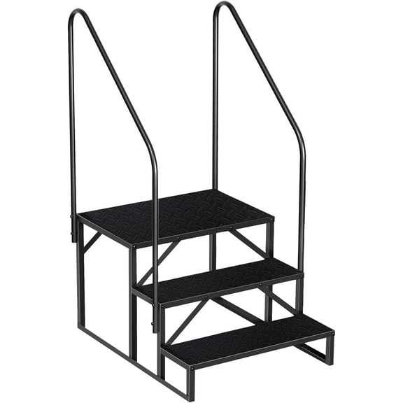 Heavy Duty Portable RV Steps – 3-Step Non-Slip Stair with Double Handrails, 660lbs Capacity, for Mobile Home, Camper, Trailer, Pool, Hot Tub, Porch – Double Handrail | 3 Steps