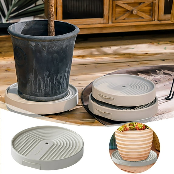 Heavy Duty Portable Round Stand with Wheels, Locking Rolling Planter Tray Caddy for Indoor Outdoor Garden, Patio, Balcony, Dorm, Water Reservoir and Anti-Tip Design