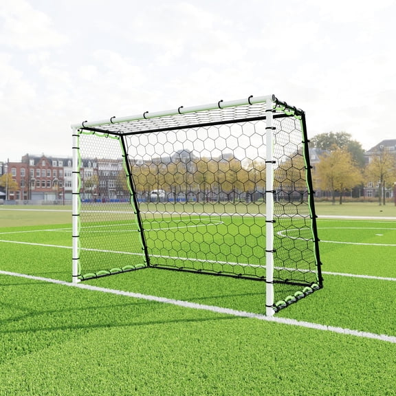 Heavy Duty Portable Soccer Goal Set – 12x6 FT & 6x4 FT Metal Frame with Pop-Up Net, Collapsible Design, Carry Bag, Cones, Ball & Pump