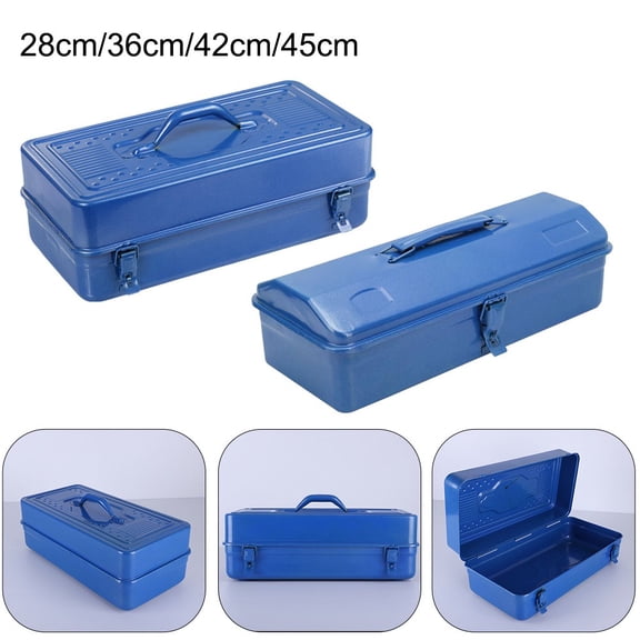 Heavy Duty Portable Steel Tool Box Metal Tool Box For Workshop Garage Household Single Handle Household Tool Box 42X16X12Cm Fangkenuo