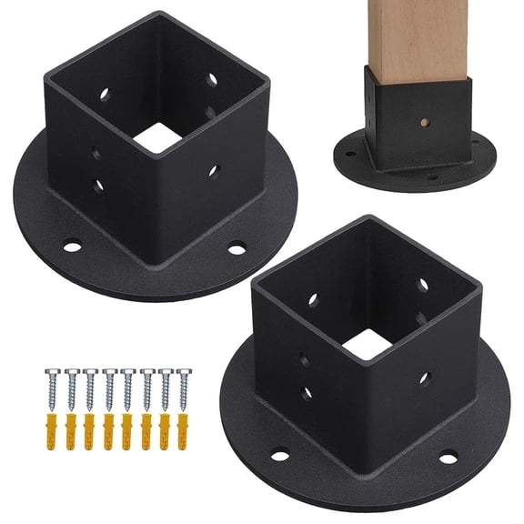 Heavy Post Bases, Post Flange Base, 2x2-inch Square Steel-style Support Bases, Supports Posts with No Drill Mount, For Pergolas, Gazebos, Porches, Fences, Mailboxes And Table Legs