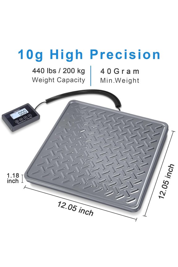 Heavy Duty Postal Scale 440lb Digital Shipping Scale with Strong Steel Platform, Hold Tare Function, Backlit LCD Display for Packages Luggage