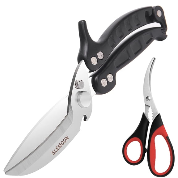 Heavy Duty Poultry Shears Kitchen Salad Scissors for Chicken Turkey Herb Vegetable 2pcs set Black
