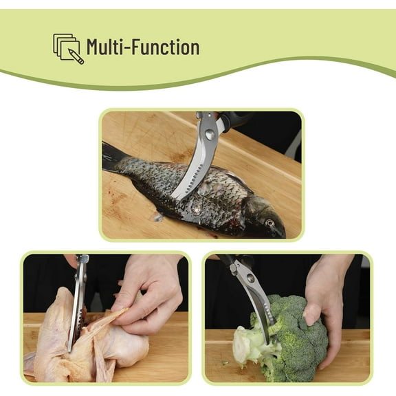 Heavy Duty Poultry Shears, Kitchen Shears With Anti-Slip Handle & Safety Lock, for Cutting Chicken, Poultry, Game, Meat - Chopping Vegetable