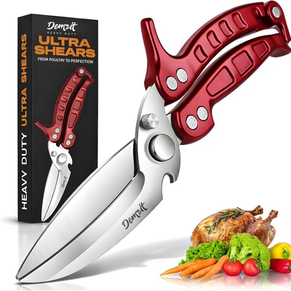Heavy Duty Poultry Shears - A Must Have chicken processing equipment, Kitchen Scissors for Meat, Chicken, Turkey, and Vegetables Non-Slip Handle, Safety Lock, Dishwasher Safe