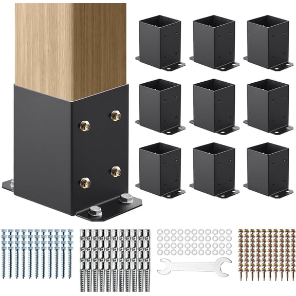 Heavy Duty Powder-Coated Post Anchor Matte Black Wood Post Brackets for Pavilion Deck Railing Support Deck Base Plate
