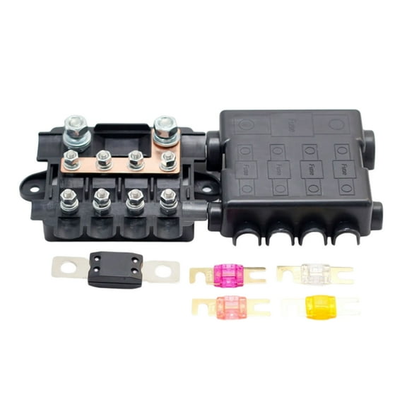 Heavy Duty Power Distribution Fuses Holder 4+1 Way Safety Bolt Type Fuse Box for High and Medium Circuits Enduring