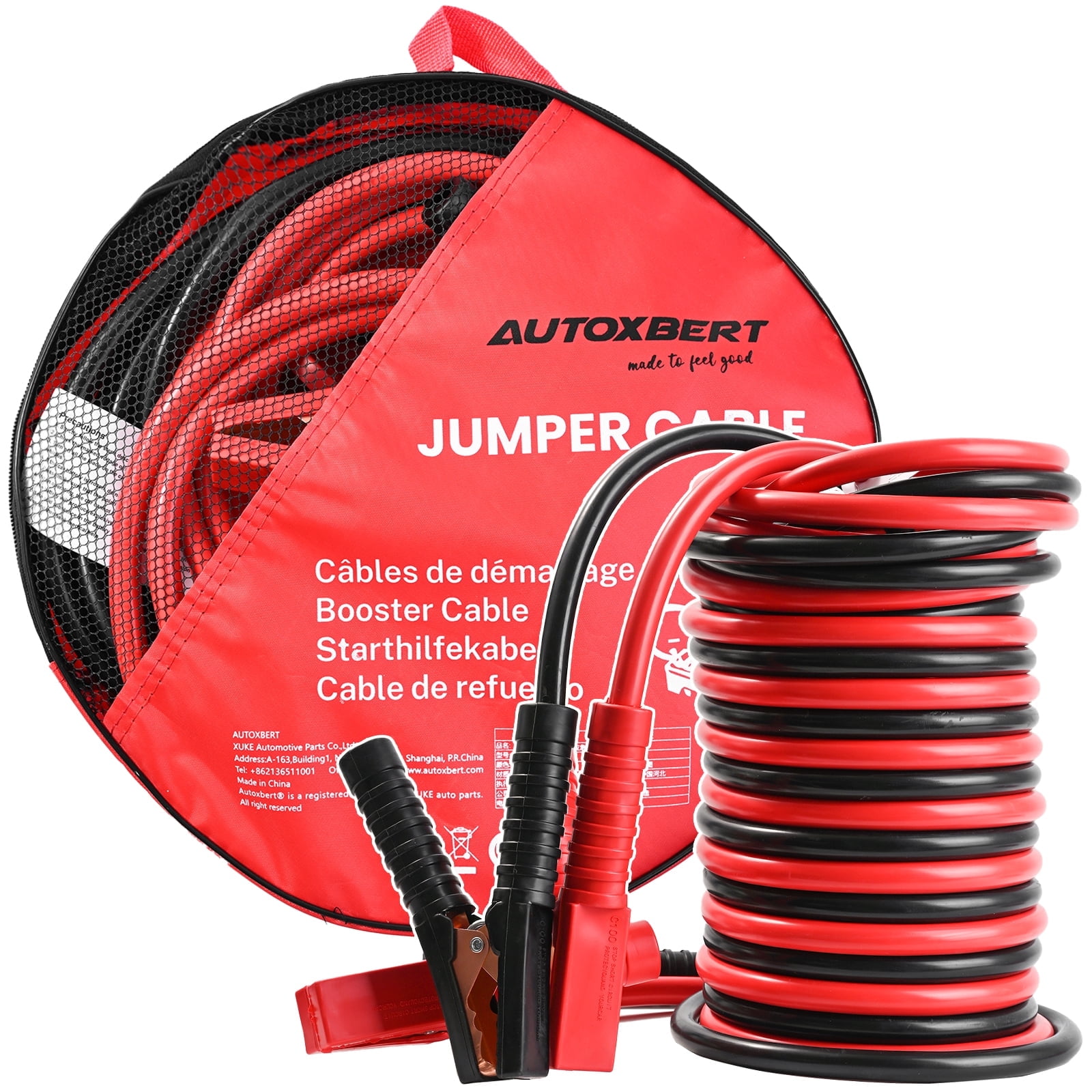 Stark Auto Battery Jumper Cables 25 Feet 0 Gauge 600A Emergency Booster Camp For Cars Trucks SUVs Van With Carrying Case
