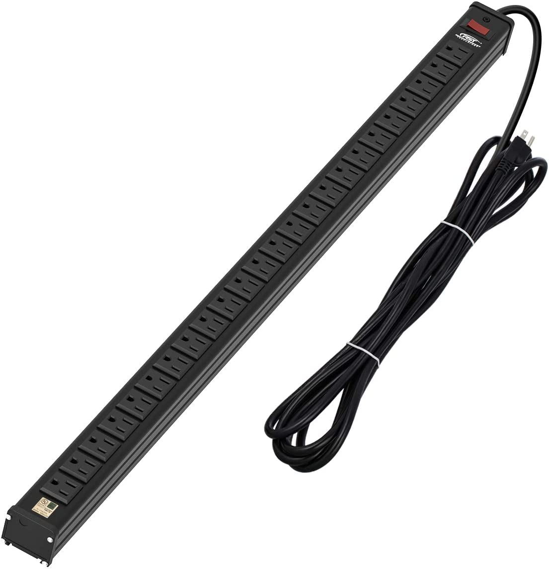Heavy Duty Power Strip with Long Cord 15 Feet Metal Extension 24Outlet