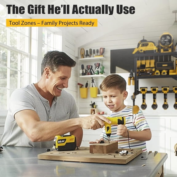 Heavy Duty Power Tool Organizer with 7 Drill Holders for Garage Workshop Storage