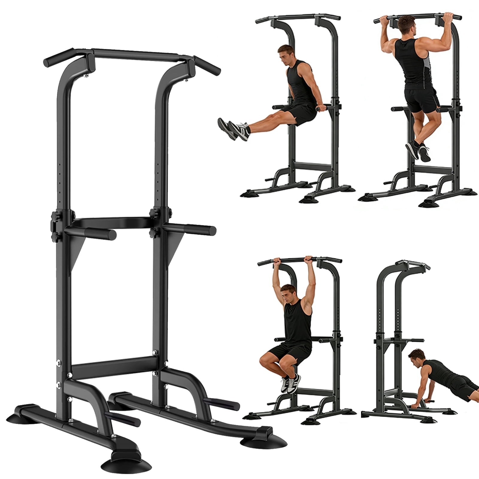JaxShark Adjustable 82.6"H Power Tower Pull Up Dip Station Multi-Function Home Gym Strength Training,Black
