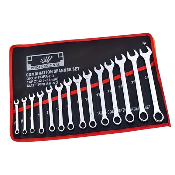 14 Pocket Portable Wrench Roll Canvas Bag for Hand Tools Organization Garage