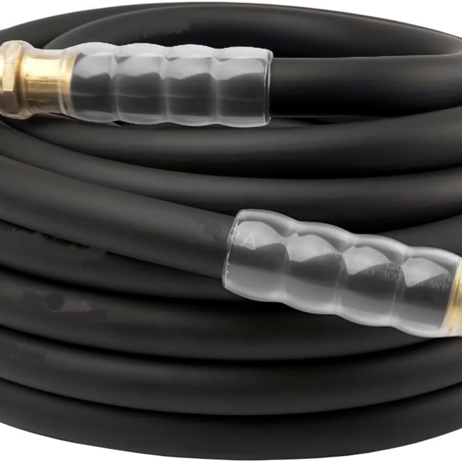 Heavy Duty Premium Garden Hose 50ft x 5/8", 300PSI Working, 1000PSI Burst, Water Hose with Transparent Swivel Handle - Hot/Cold Water - Five Layered Braiding for Durability