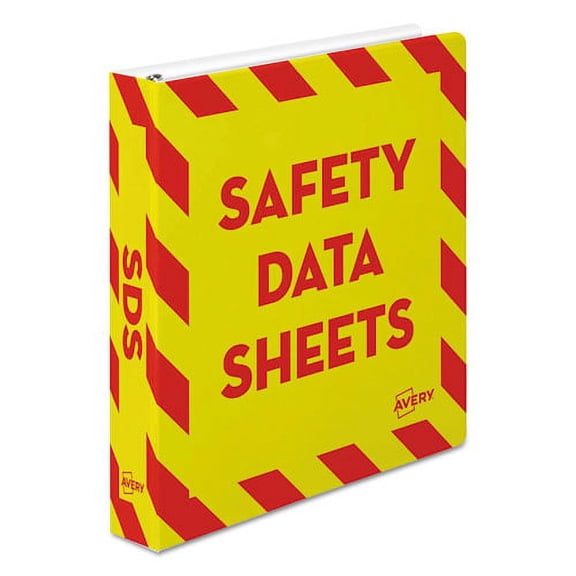 Heavy-Duty Preprinted Safety Data Sheet Binder, 3 Rings, 1.5" Capacity, 11 X 8.5, Yellow/red | Bundle of 10 Each