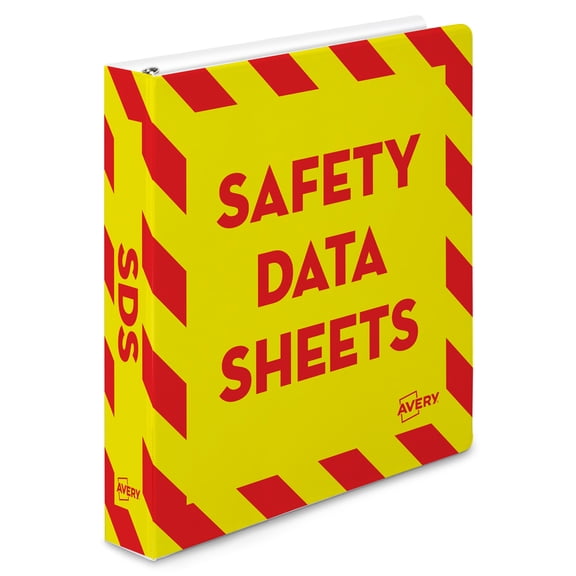 Heavy-Duty Preprinted Safety Data Sheet Binder, 3 Rings, 1.5" Capacity, 11 X 8.5, Yellow/red | Bundle of 5 Each