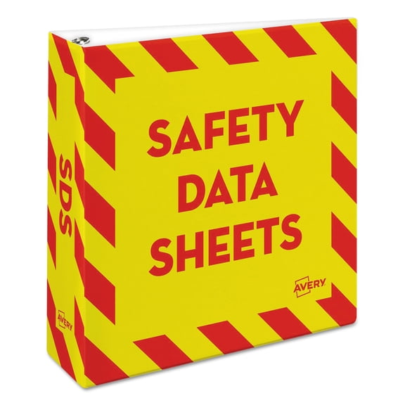 Heavy-Duty Preprinted Safety Data Sheet Binder, 3 Rings, 3" Capacity, 11 X 8.5, Yellow/red | Bundle of 5 Each