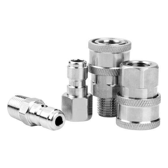 Heavy Duty Pressure Washer Hose Adapter Set (Internal Thread, External Thread), 1/4Inch Stainless Quick Connects Fitting