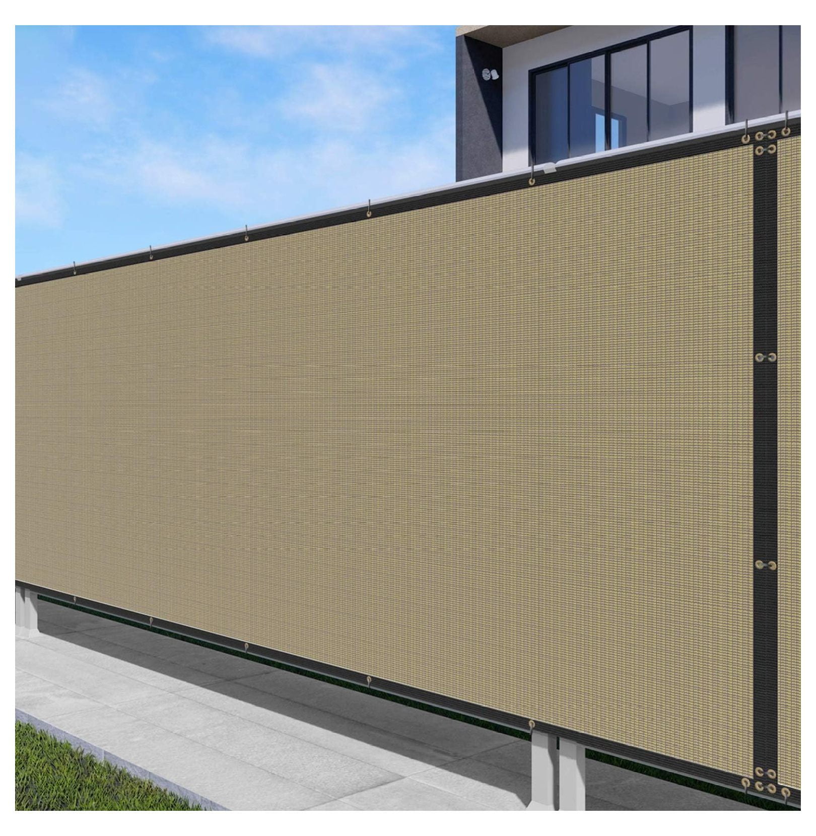 Heavy Duty Privacy Screen Fence 98 Blockage Solid Sand 4'x98' Brass
