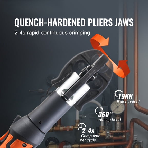 Heavy-Duty Pro Press Pipe Crimping Kit - Battery Included & Interchangeable Jaw (1/2" 3/4" 1")