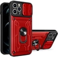 thumbnail image 1 of Heavy Duty Protection Case for Apple iPhone 13 Pro (Not 13), Magnetic Ring Kickstand Slide Camera with Card Holder Phone Cover for Apple iPhone 13 Pro      Red, 1 of 8