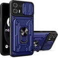 thumbnail image 1 of Heavy Duty Protection Case for Motorola Edge 20 Lite (Not 20), Magnetic Ring Kickstand Slide Camera with Card Holder Phone Cover for Motorola Edge 20 Lite LJK Blue, 1 of 8