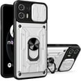 thumbnail image 1 of Heavy Duty Protection Case for Motorola Edge 20 Lite (Not 20), Magnetic Ring Kickstand Slide Camera with Card Holder Phone Cover for Motorola Edge 20 Lite LJK White, 1 of 8