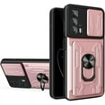 thumbnail image 1 of Heavy Duty Protection Case for Motorola Edge 20 Pro (Not 20), Magnetic Ring Kickstand Slide Camera with Card Holder Phone Cover for Motorola Edge 20 Pro LJK Rose Gold, 1 of 8