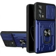 thumbnail image 1 of Heavy Duty Protection Case for Motorola Edge 20 Pro (Not 20), Magnetic Ring Kickstand Slide Camera with Card Holder Phone Cover for Motorola Edge 20 Pro LJK Blue, 1 of 9