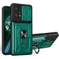 thumbnail image 1 of Heavy Duty Protection Case for Oppo Realme 9 Pro+ (Not 9 Pro), Magnetic Ring Kickstand Slide Camera with Card Holder Phone Cover for Oppo Realme 9 Pro+      Green, 1 of 8