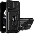 thumbnail image 1 of Heavy Duty Protection Case for Samsung Galaxy M62/Galaxy F62, Magnetic Ring Kickstand Slide Camera with Card Holder Phone Cover for Samsung Galaxy F62/Galaxy M62 LJK Black, 1 of 8