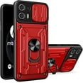thumbnail image 1 of Heavy Duty Protection Case for Xiaomi Mi 11 Lite, Magnetic Ring Kickstand Slide Camera with Card Holder Phone Cover for Xiaomi Mi 11 Lite      Red, 1 of 9