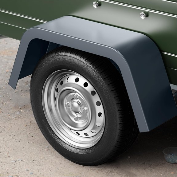 Heavy Duty Protection Trailer Fenders - Steel, Single Axle, Fits 13-15 Inch Wheels, Rust-Resistant Square Diamond Plate, Set of 2, Perfect for Utility, Car Hauler, Cargo, Landscape Trailers