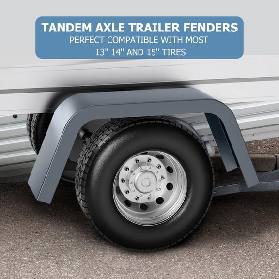 Heavy Duty Protection Trailer Fenders - Steel, Single Axle, Fits 14"-16" Wheels, Rust-Resistant Square Design, Set of 2, Ideal for Car Hauler, Utility, Cargo, Landscape Trailers, Black