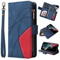 thumbnail image 1 of Heavy Duty Protection Wallet Case Designed for Samsung Galaxy A03 Core, PU Leather Cards Holder Wrist Strap Zipper Pocket Kickstand Shockproof Rugged Phone Case for Samsung Galaxy A03 Core, Blue, 1 of 9