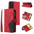 thumbnail image 1 of Heavy Duty Protection Wallet Case Designed for Samsung Galaxy S24 Plus, PU Leather Cards Holder Wrist Strap Zipper Pocket Kickstand Shockproof Rugged Phone Case for Samsung Galaxy S24 Plus, Red, 1 of 8